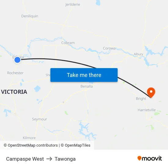 Campaspe West to Tawonga map