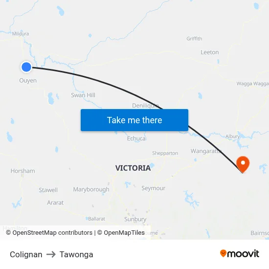 Colignan to Tawonga map