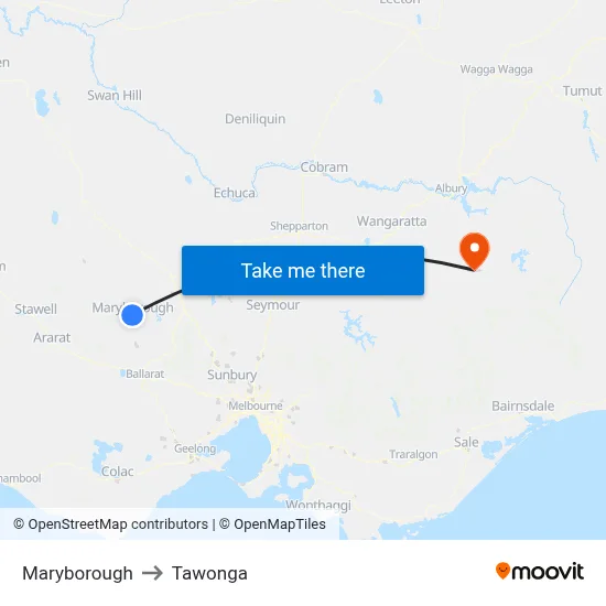 Maryborough to Tawonga map