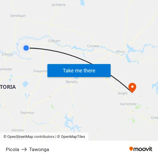 Picola to Tawonga map