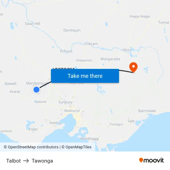 Talbot to Tawonga map