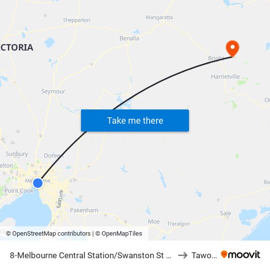 8-Melbourne Central Station/Swanston St (Melbourne City) to Tawonga map