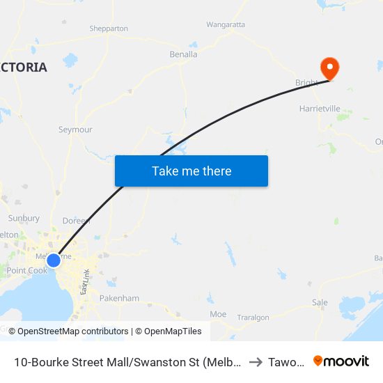 10-Bourke Street Mall/Swanston St (Melbourne City) to Tawonga map