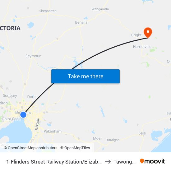 1-Flinders Street Railway Station/Elizabeth St (Melbourne City) to Tawonga South map