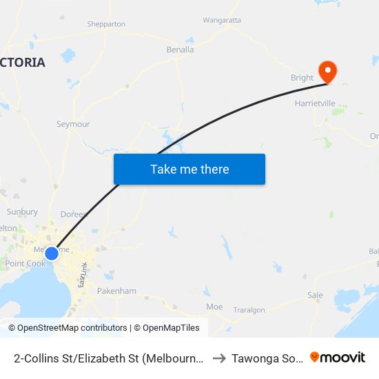 2-Collins St/Elizabeth St (Melbourne City) to Tawonga South map