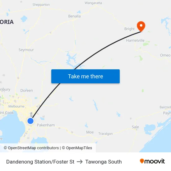 Dandenong Station/Foster St to Tawonga South map