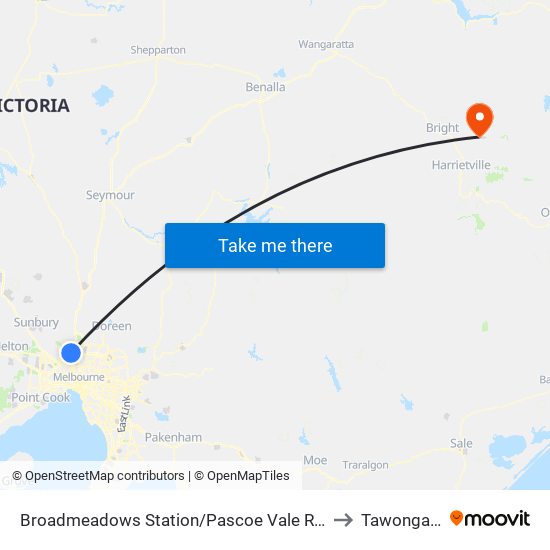 Broadmeadows Station/Pascoe Vale Rd (Broadmeadows) to Tawonga South map