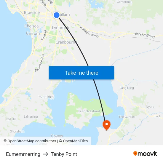 Eumemmerring to Tenby Point map