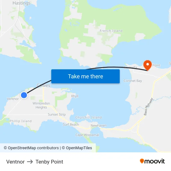 Ventnor to Tenby Point map