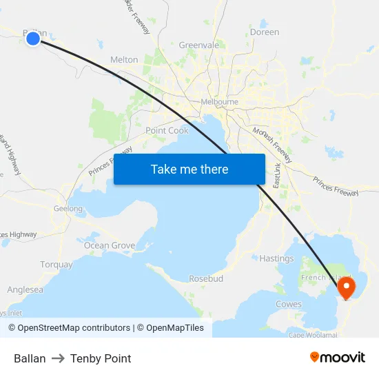 Ballan to Tenby Point map