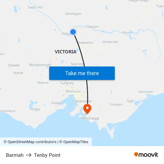 Barmah to Tenby Point map