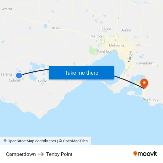 Camperdown to Tenby Point map