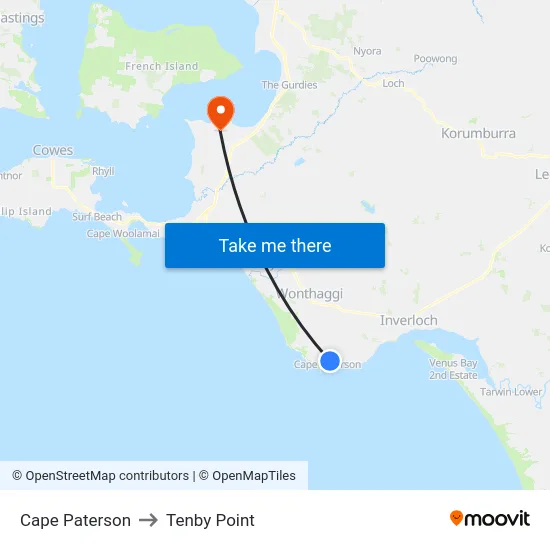 Cape Paterson to Tenby Point map