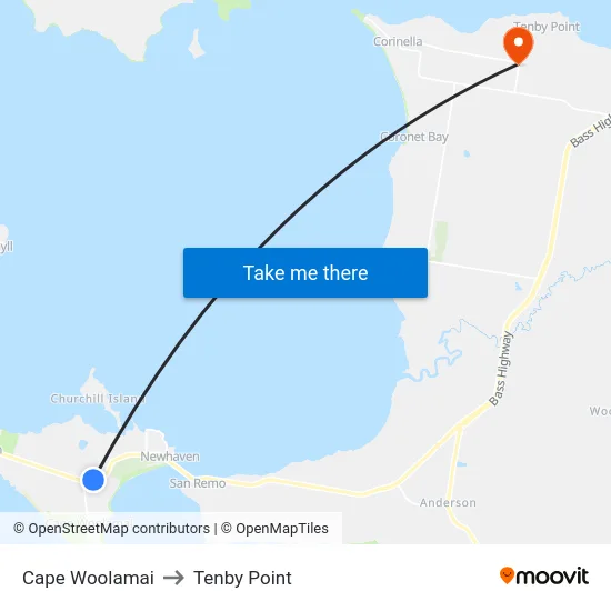 Cape Woolamai to Tenby Point map