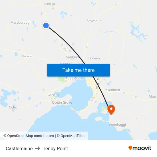 Castlemaine to Tenby Point map