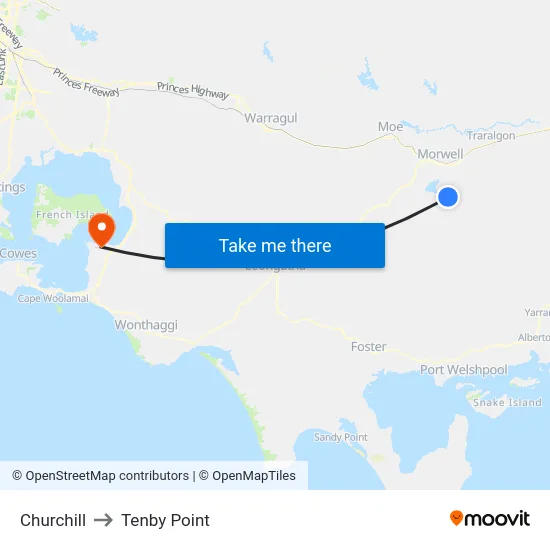 Churchill to Tenby Point map
