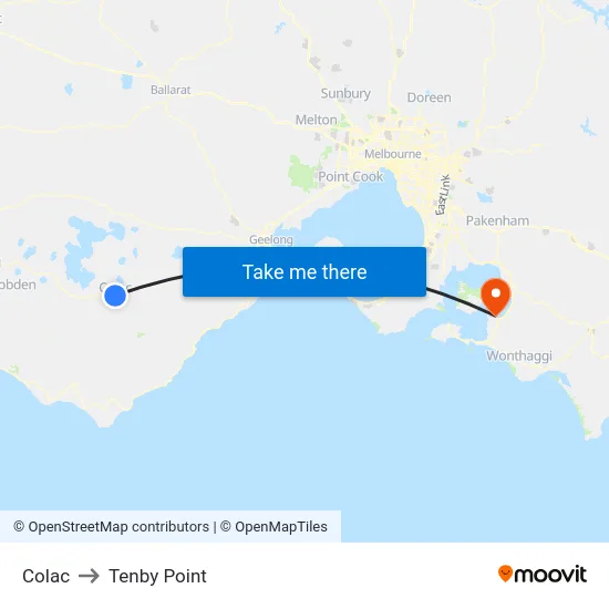 Colac to Tenby Point map