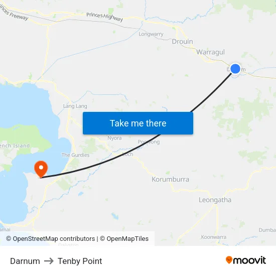 Darnum to Tenby Point map