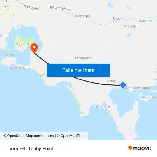 Toora to Tenby Point map