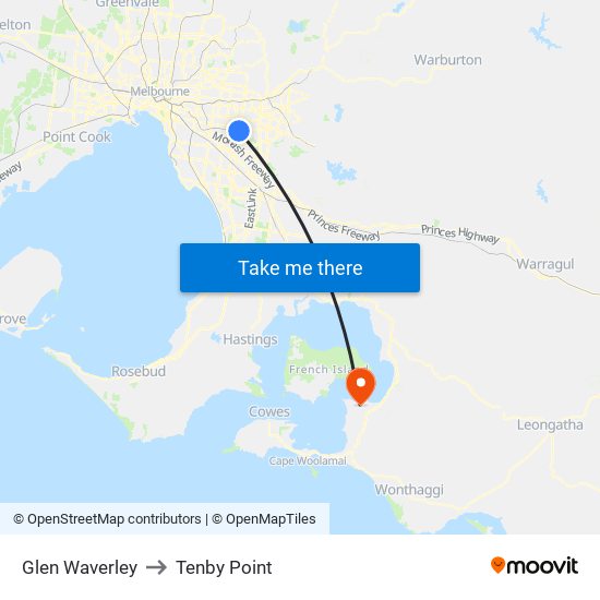 Glen Waverley to Tenby Point map