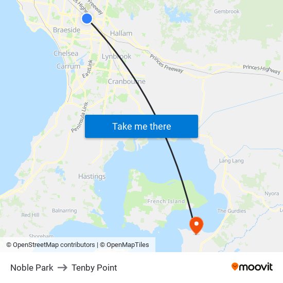 Noble Park to Tenby Point map