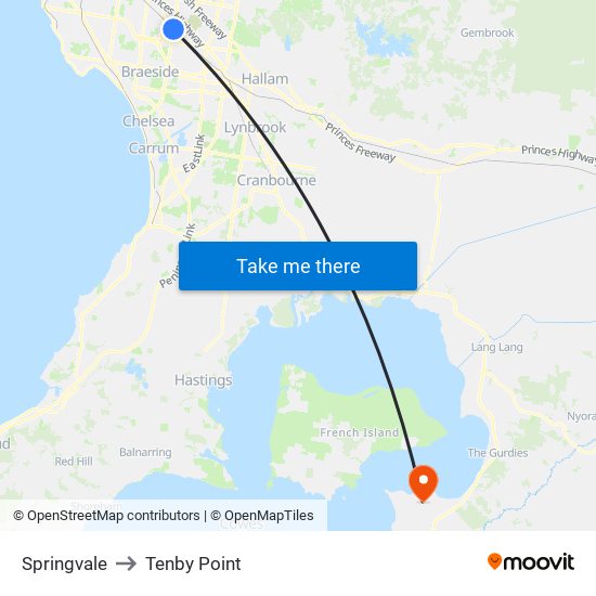 Springvale to Tenby Point map