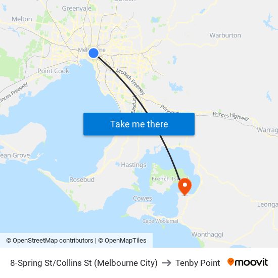 8-Spring St/Collins St (Melbourne City) to Tenby Point map