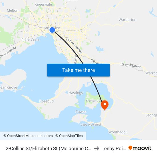 2-Collins St/Elizabeth St (Melbourne City) to Tenby Point map