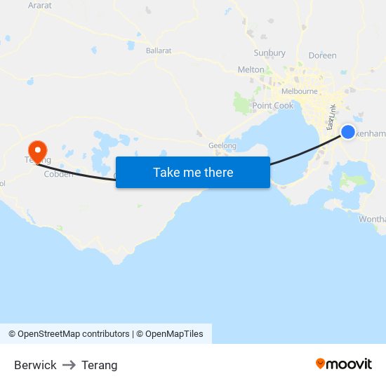 Berwick to Terang map