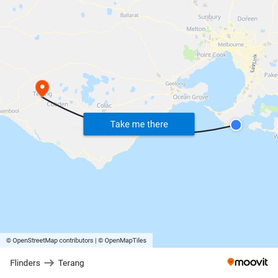 Flinders to Terang map