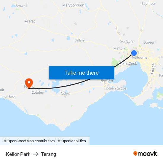 Keilor Park to Terang map