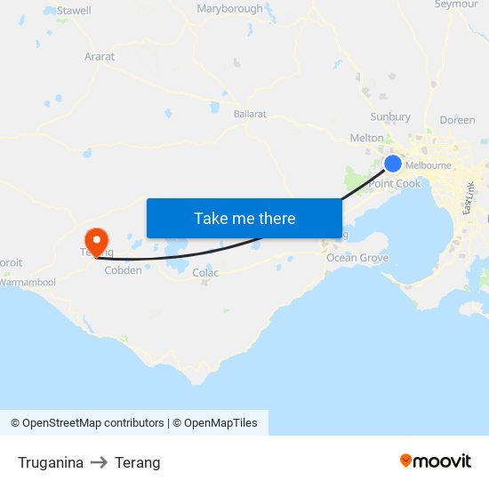 Truganina to Terang map