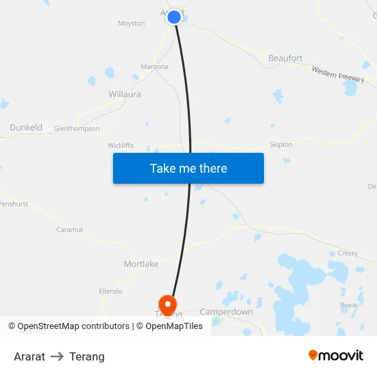 Ararat to Terang map