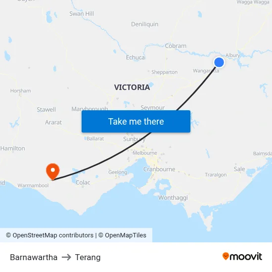 Barnawartha to Terang map