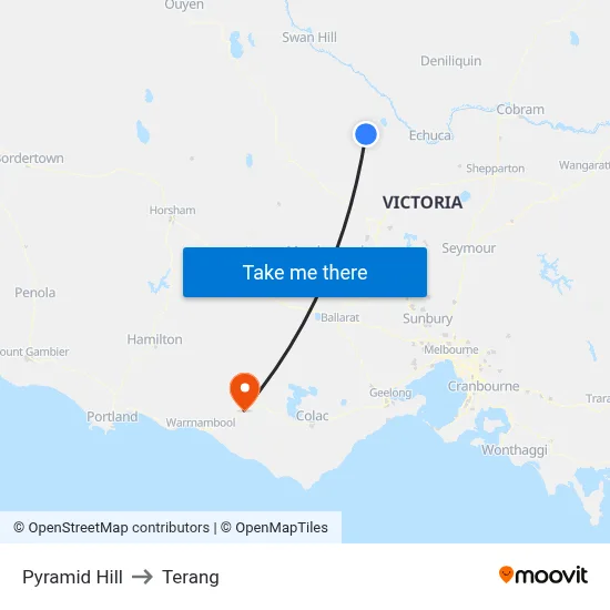 Pyramid Hill to Terang map