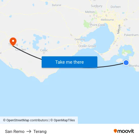 San Remo to Terang map