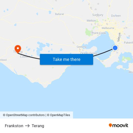 Frankston to Terang map