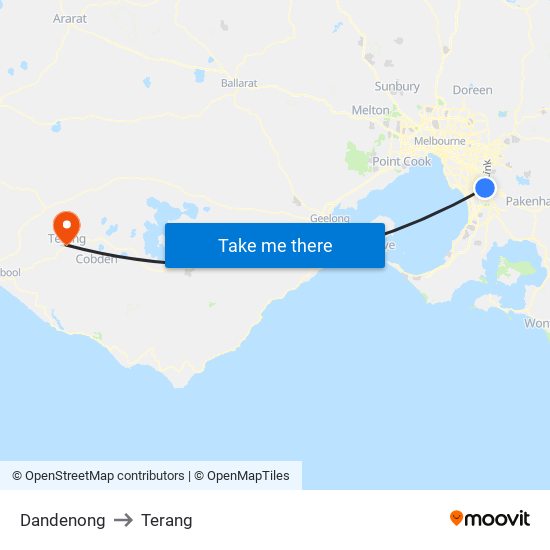 Dandenong to Terang map