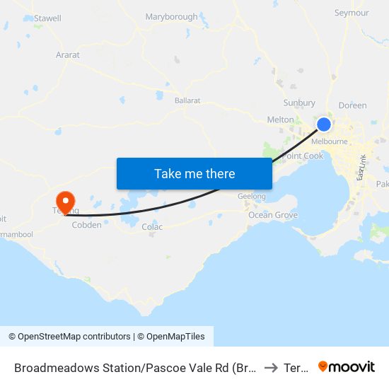 Broadmeadows Station/Pascoe Vale Rd (Broadmeadows) to Terang map