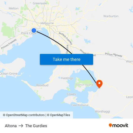 Altona to The Gurdies map