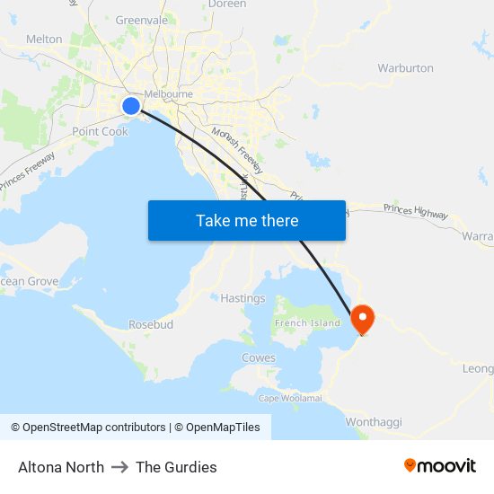 Altona North to The Gurdies map