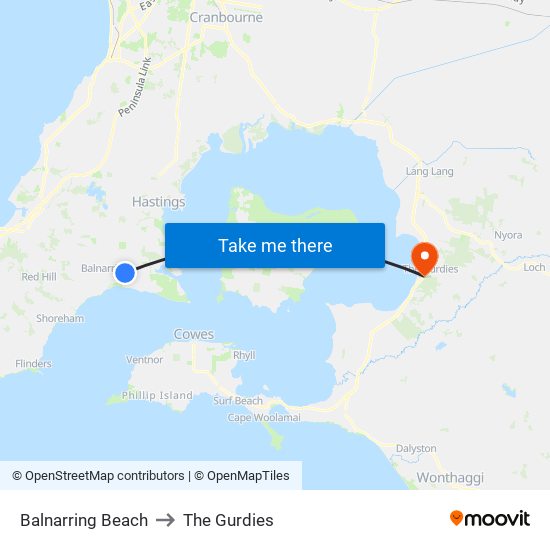 Balnarring Beach to The Gurdies map
