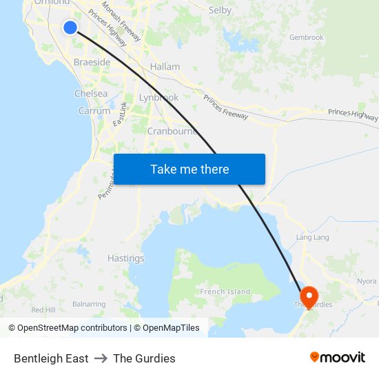 Bentleigh East to The Gurdies map