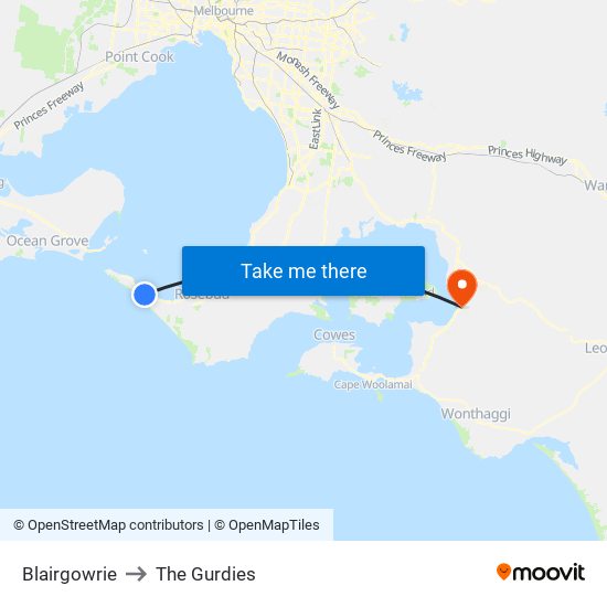 Blairgowrie to The Gurdies map