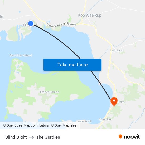 Blind Bight to The Gurdies map