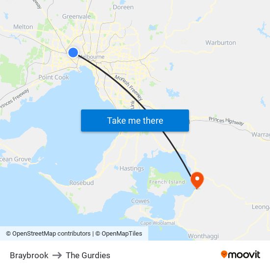 Braybrook to The Gurdies map