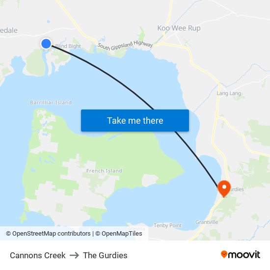 Cannons Creek to The Gurdies map