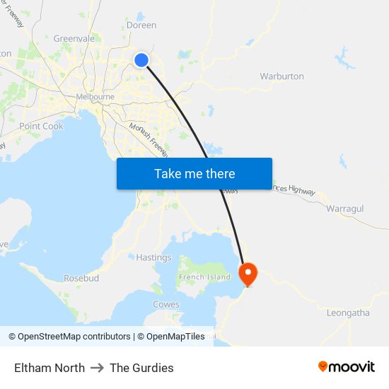 Eltham North to The Gurdies map