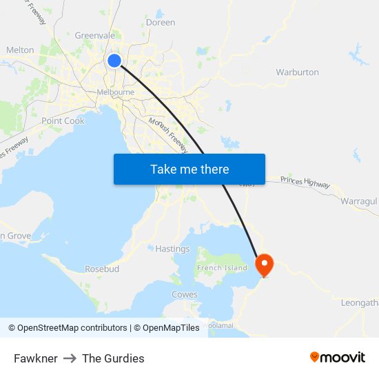 Fawkner to The Gurdies map