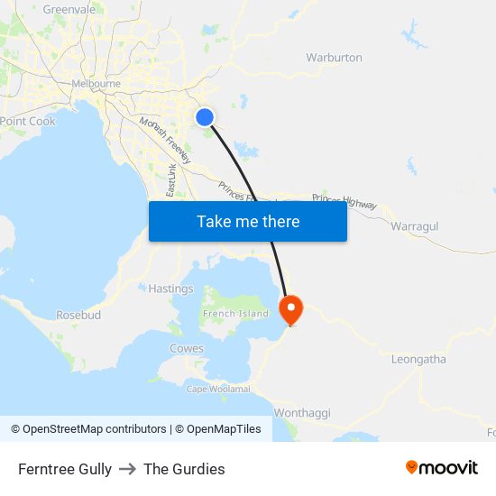 Ferntree Gully to The Gurdies map